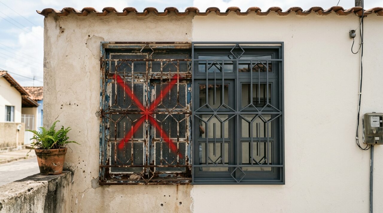 Como renovar uma janela de ferro descascada e deixar a fachada com aparência de casa bem conservada