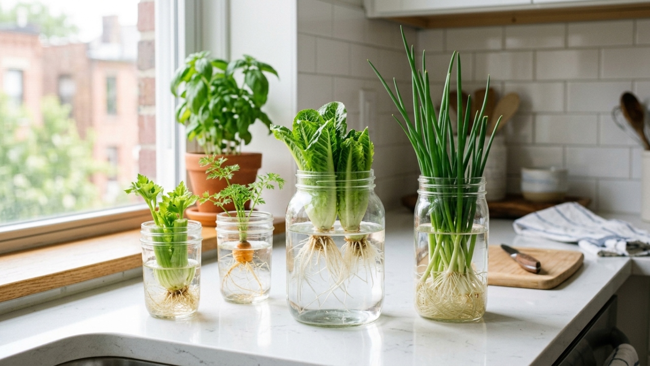 Como plantar alimentos caros no seu apartamento usando apenas copos de água