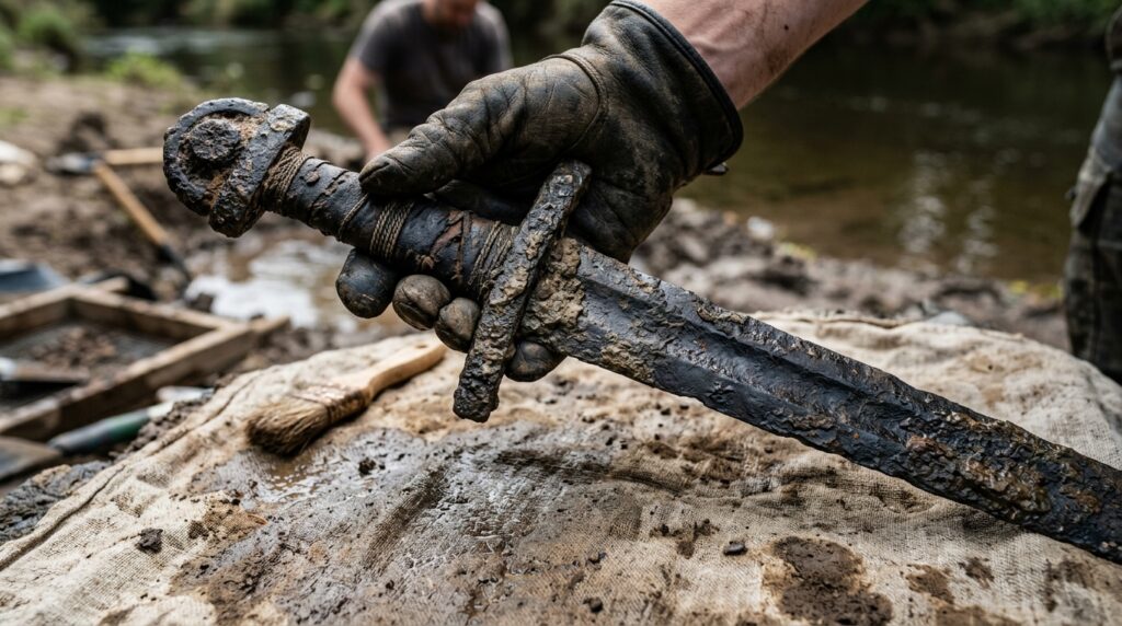 Pescador polonês encontra espada de cerca de 1.000 anos em excelente estado de conservação