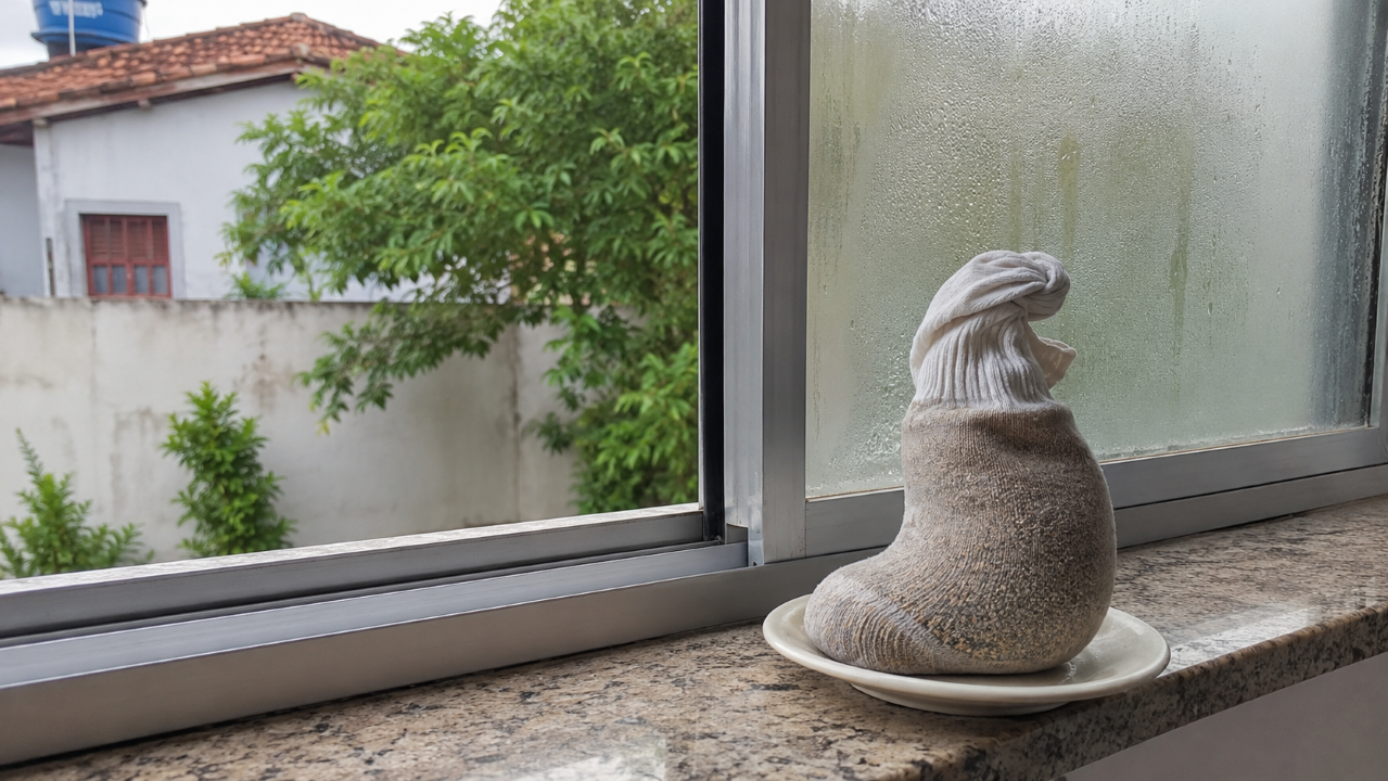 O truque da meia com areia de gato na janela que pode salvar sua casa do vidro embaçado