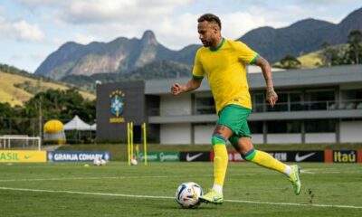 Neymar volta a treinar sem restrições e pode reforçar o Brasil contra a Escócia