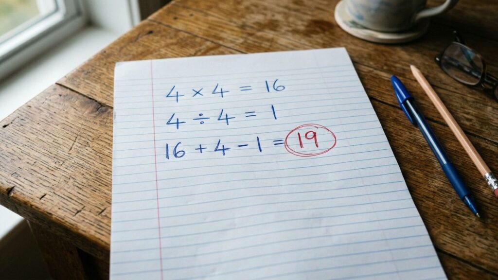 Só os mais atentos conseguem resolver 4 × 4 + 4 - 4 ÷ 4 corretamente na primeira tentativa