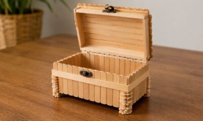 Passo a passo simples para criar um mini baú de palito de picolé que é um charme