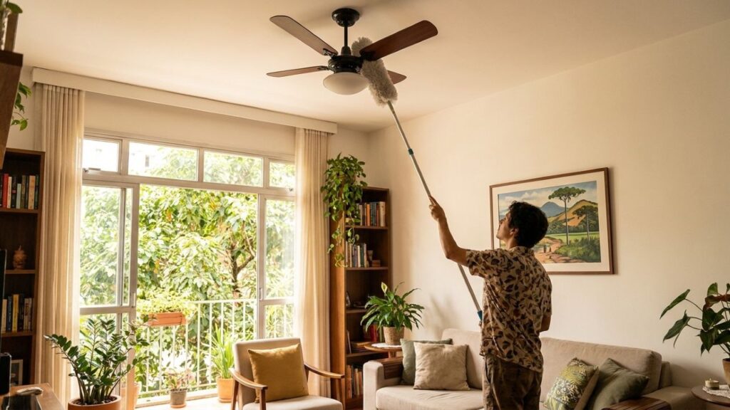 Como tirar poeira do ventilador de teto sem escada e sem espalhar sujeira pela casa