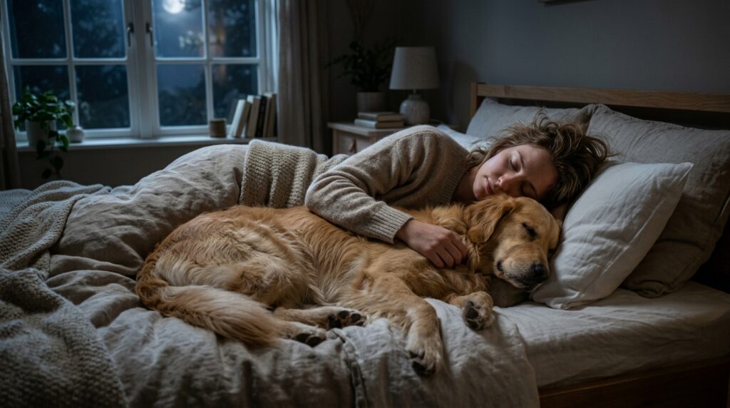 Psicologia revela o benefício emocional compartilhado por pessoas que dormem com seus animais de estimação