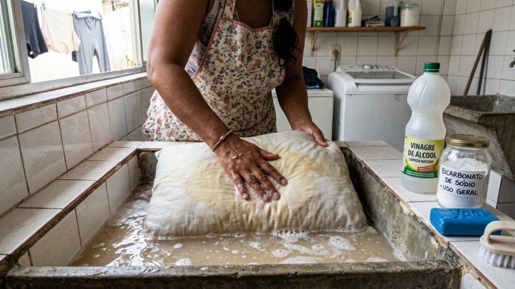 Remova manchas amarelas dos travesseiros antigos sem esfregar por horas com este truque caseiro simples que também devolve o frescor