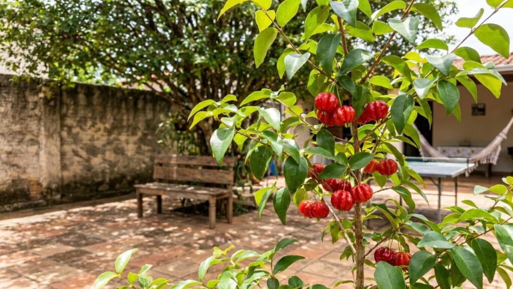 Árvores frutíferas pequenas que dão sombra, frutos doces e têm raízes menos agressivas