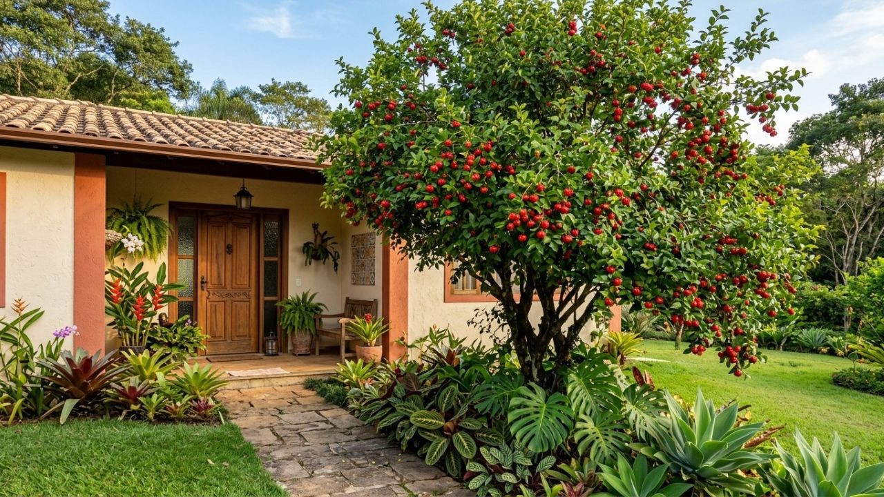 A árvore frutífera que atrai pássaros, dá frutos saborosos e ainda decora a entrada da casa
