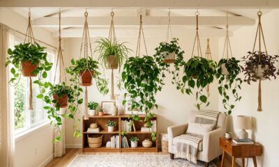 O truque das plantas pendentes para decorar espaços pequenos sem ocupar nenhum móvel da casa