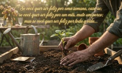 Provérbio chinês do dia: “Se quiser ser feliz por uma semana, case-se; se quiser ser feliz por um mês, mate um porco; mas se quiser ser feliz a vida toda…” Um ensinamento sobre felicidade duradoura