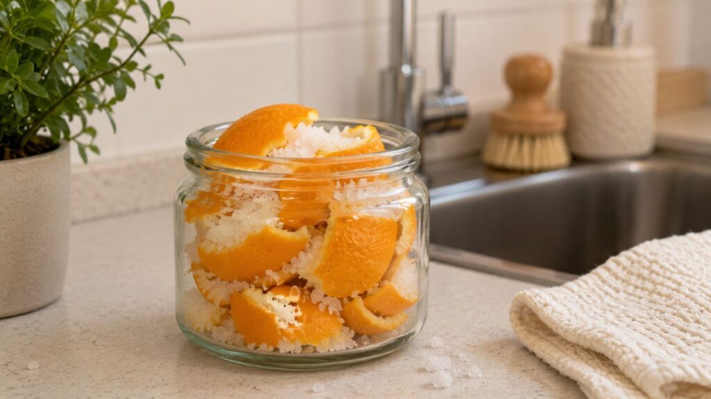 Misturar cascas de laranja e sal grosso o truque caseiro que cada vez mais pessoas estão experimentando na cozinha