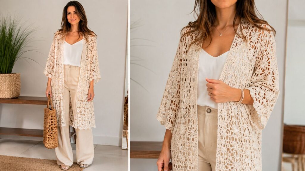 Faça você mesma este kimono de crochê fácil e transforme qualquer look