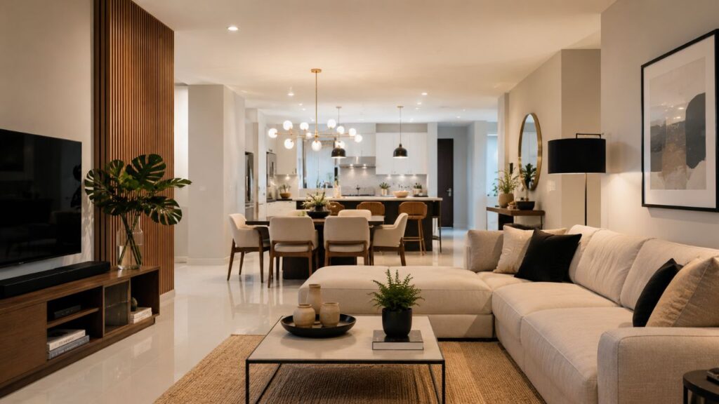 Especialistas em design de interiores são categóricos Uma sala de estar elegante não precisa de móveis caros.