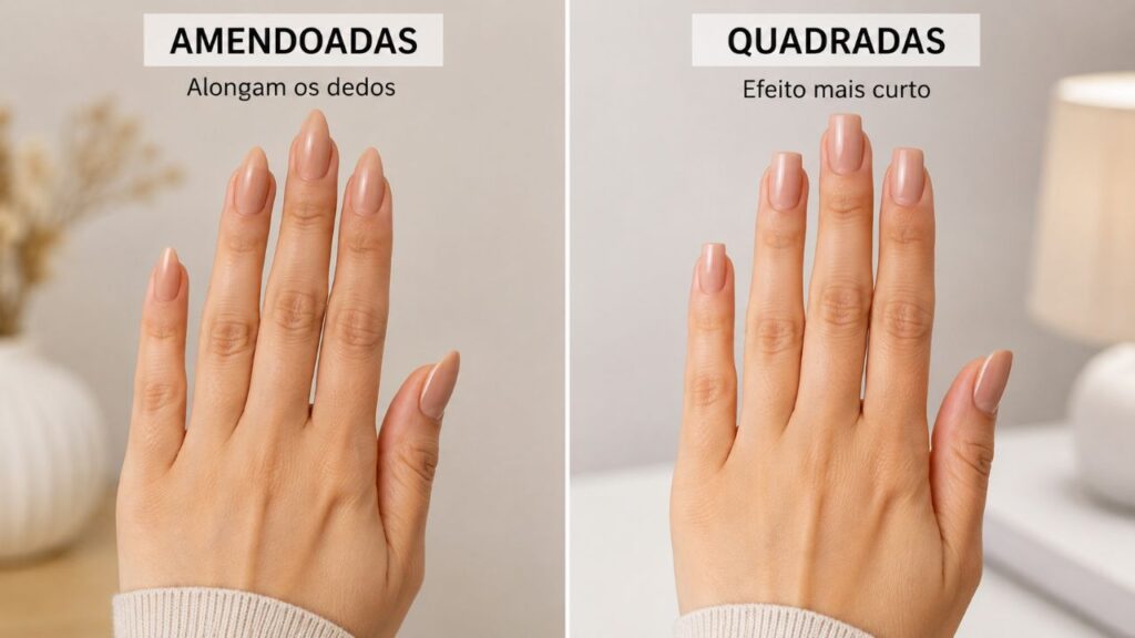 Unhas amendoadas ou quadradas O formato que ajuda a afinar os dedos depois dos 50