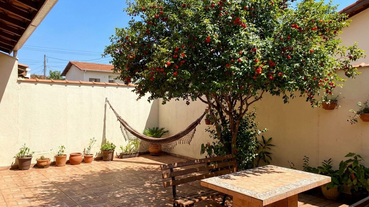 Árvores frutíferas pequenas que dão sombra, frutos doces e têm raízes menos agressivas