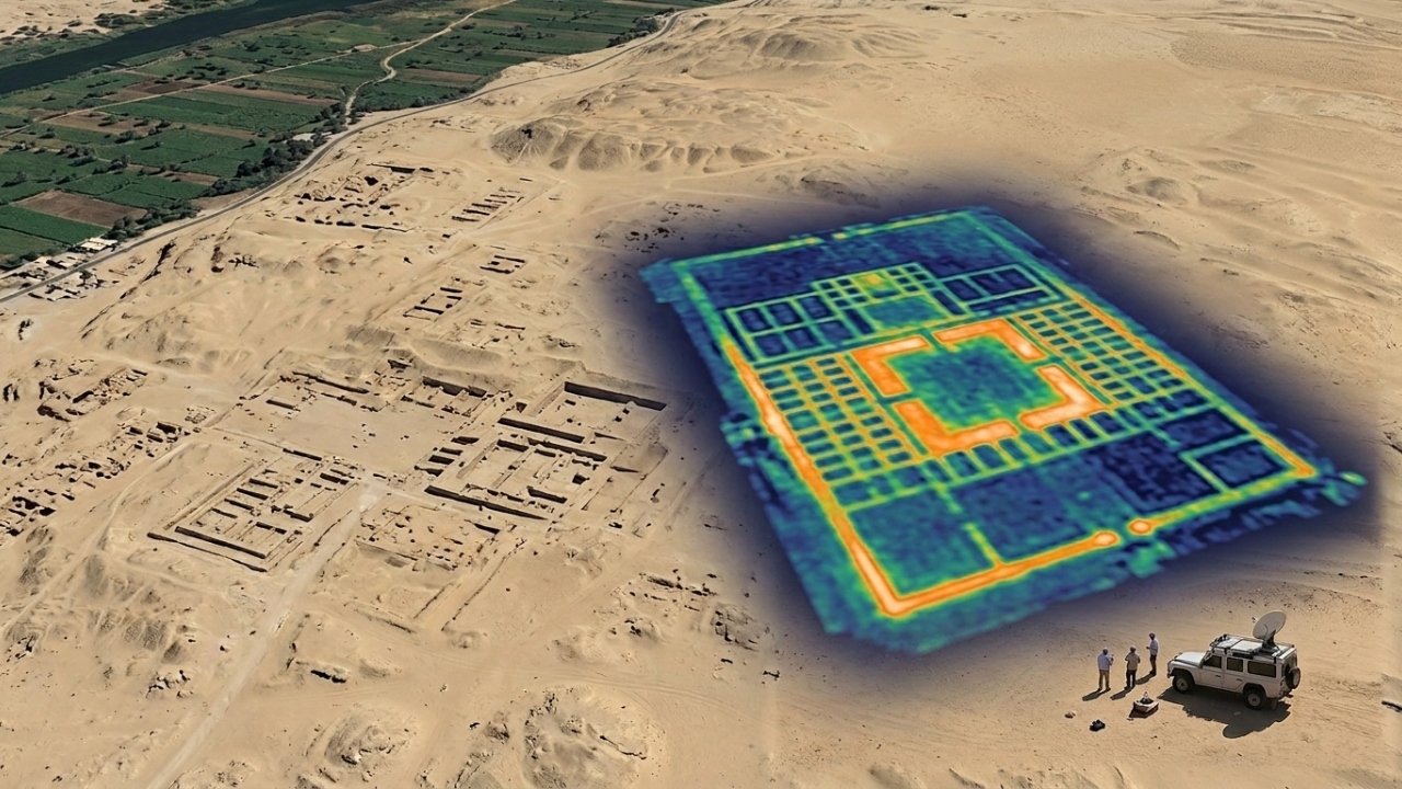Radar via satélite revela estrutura misteriosa de 2.600 anos sob antiga cidade sagrada do Egito