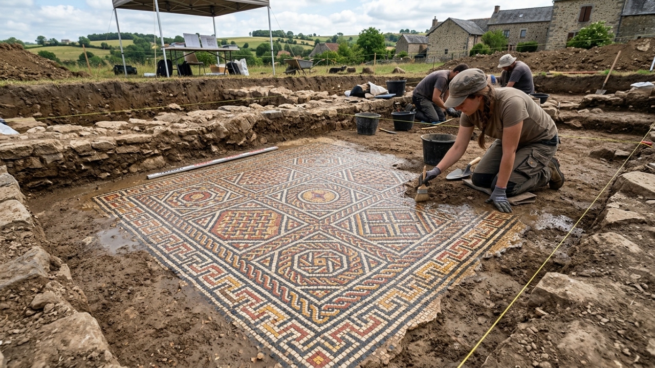 Arqueólogos encontram mosaico romano de mais de 2 mil anos e revelam possível vila de elite na França