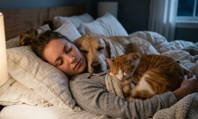 Psicologia revela o benefício emocional compartilhado por pessoas que dormem com seus animais de estimação
