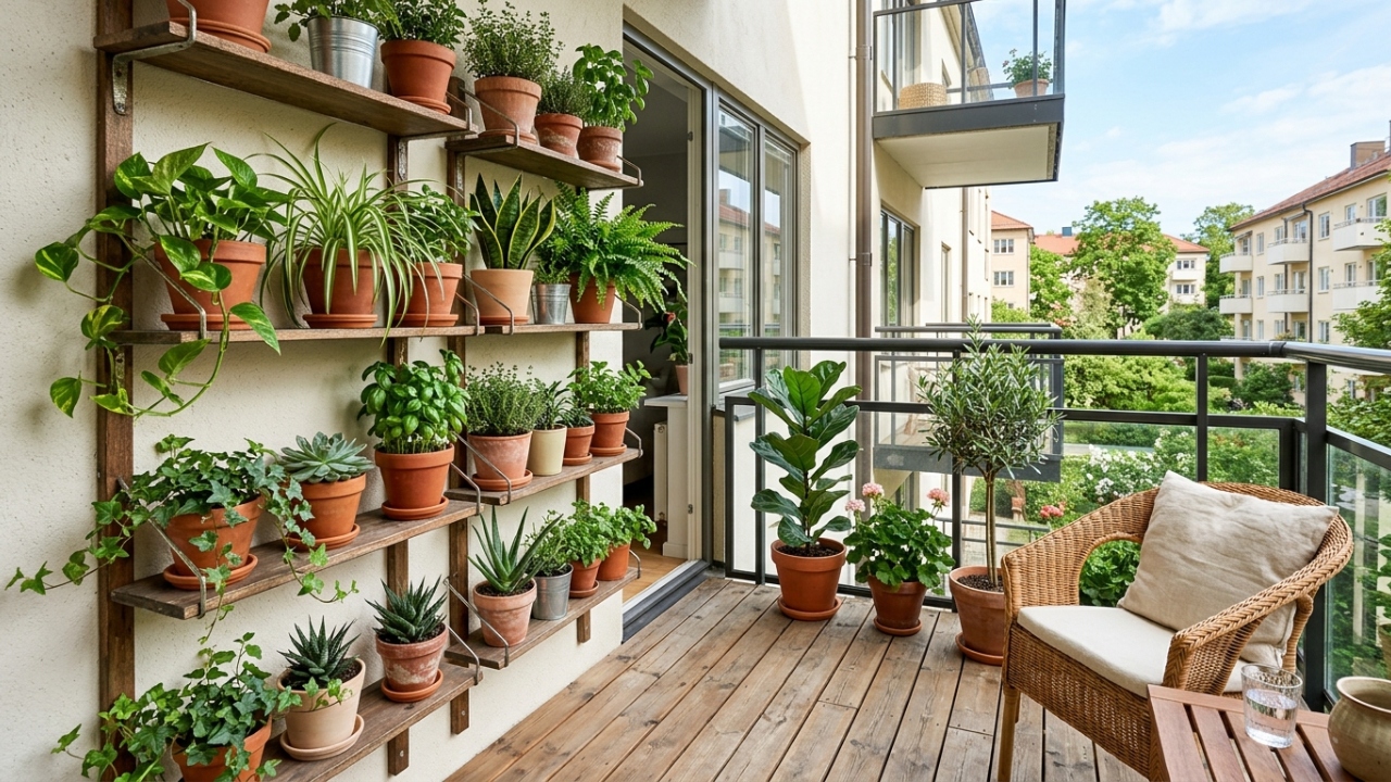 Varanda pequena pode ganhar decoração verde sem atrapalhar circulação ou molhar tudo