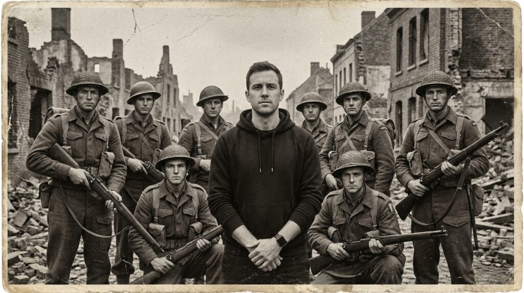 Viajante do tempo visto em foto da Segunda Guerra Mundial? Imagem antiga alimenta teoria curiosa