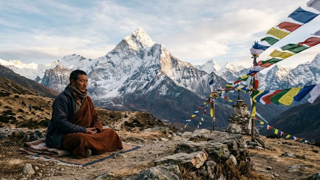 O significado do provérbio tibetano: "A montanha não se inclina ao vento, mas também não o impede de passar." Uma lição sobre calma diante das dificuldades