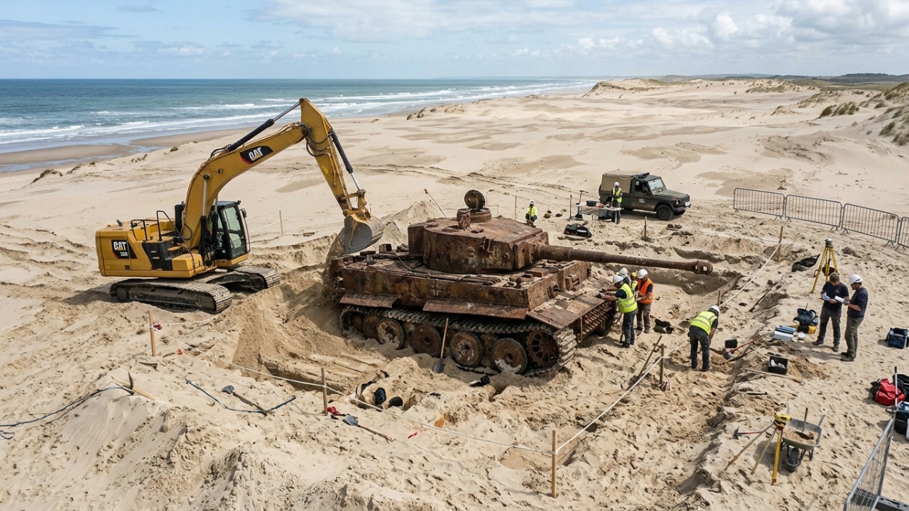 Trabalhadores encontram tanques de guerra na areia e revelam um capítulo esquecido da Segunda Guerra