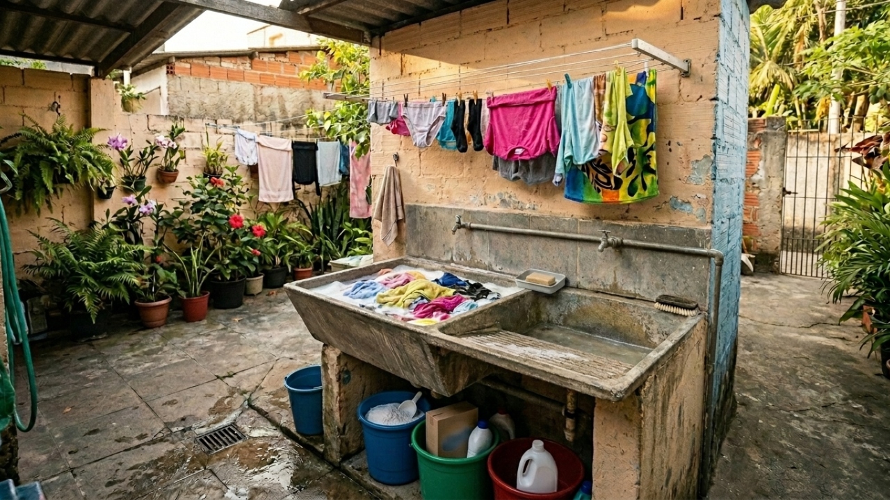 Como fazer um tanque externo simples para lavar roupas e ferramentas no quintal com praticidade