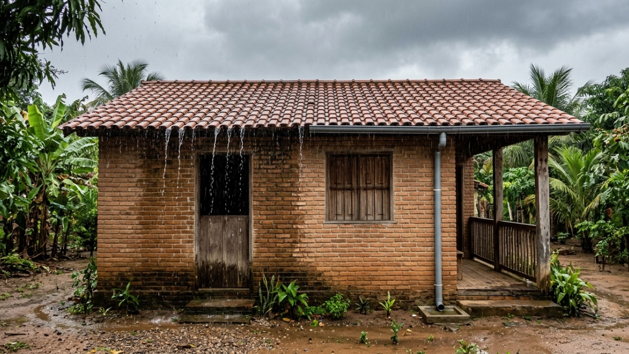 Como fazer uma calha simples no telhado e evitar que a chuva escorra pela parede da casa toda