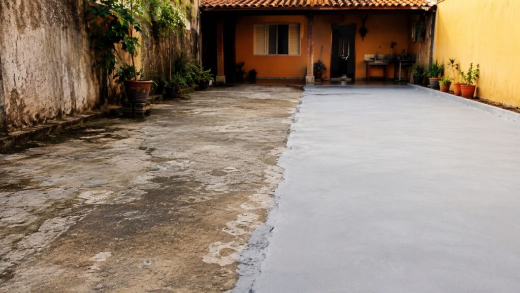 Como recuperar piso de cimento antigo e deixar o quintal mais limpo sem trocar o chão todo da casa