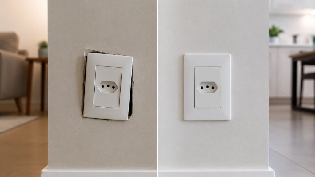 Como corrigir tomada frouxa e evitar mau contato sem deixar o acabamento torto na parede