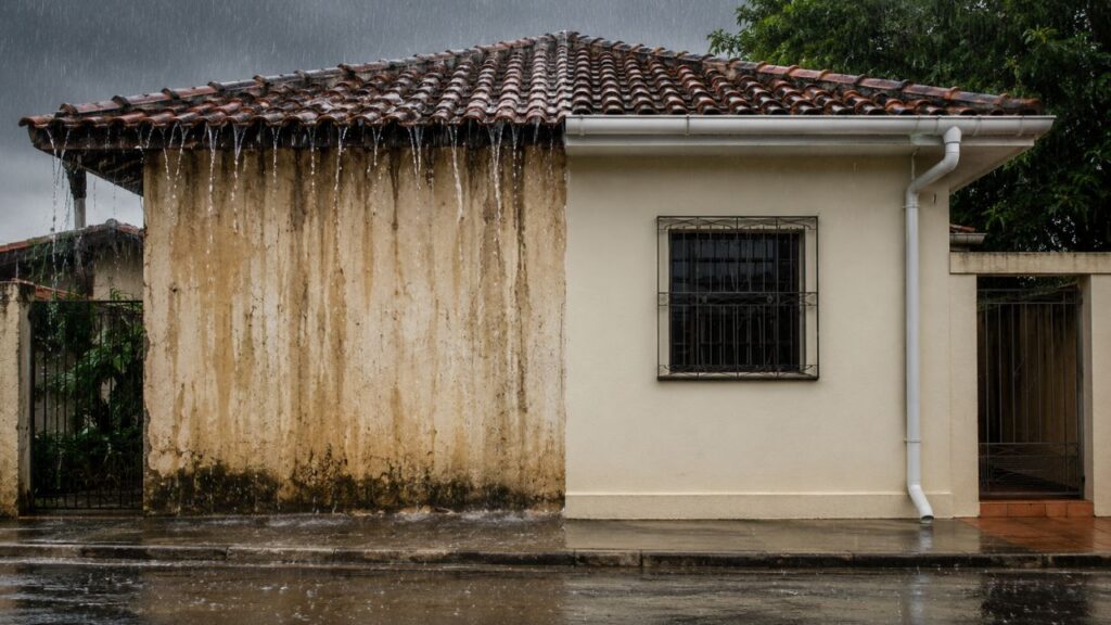 Como fazer uma calha simples no telhado e evitar que a chuva escorra pela parede da casa toda