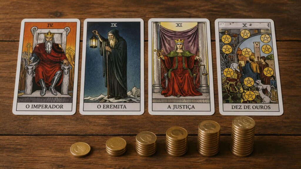 4 cartas do tarot que indicam crescimento financeiro gradual e construção de estabilidade