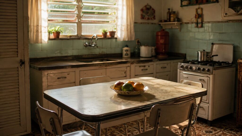 A mesa de fórmica que marcou casas simples e ainda lembra cafés, almoços e conversas