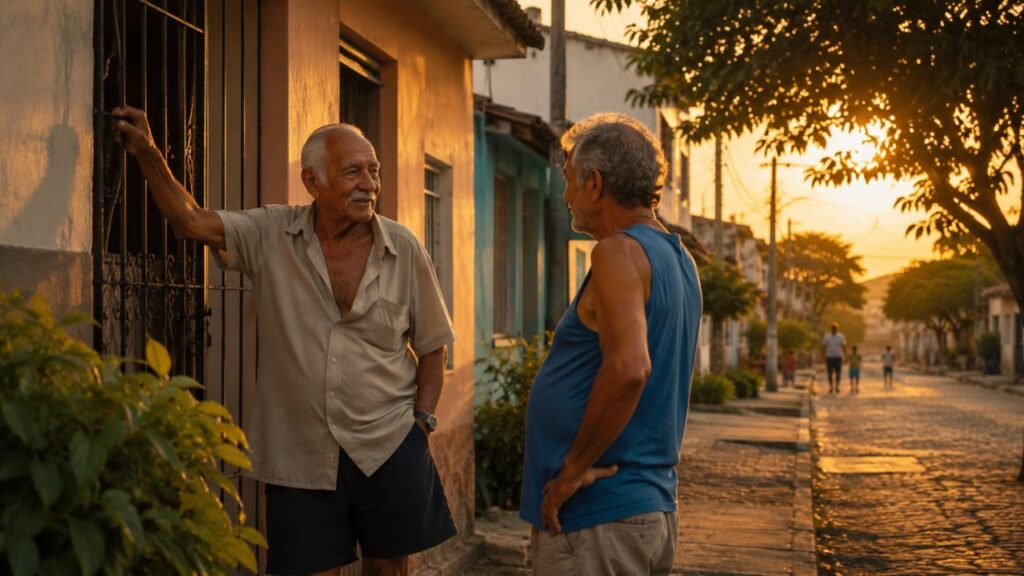 Parar para conversar era um costume simples que tornava a rotina mais leve e acolhedora