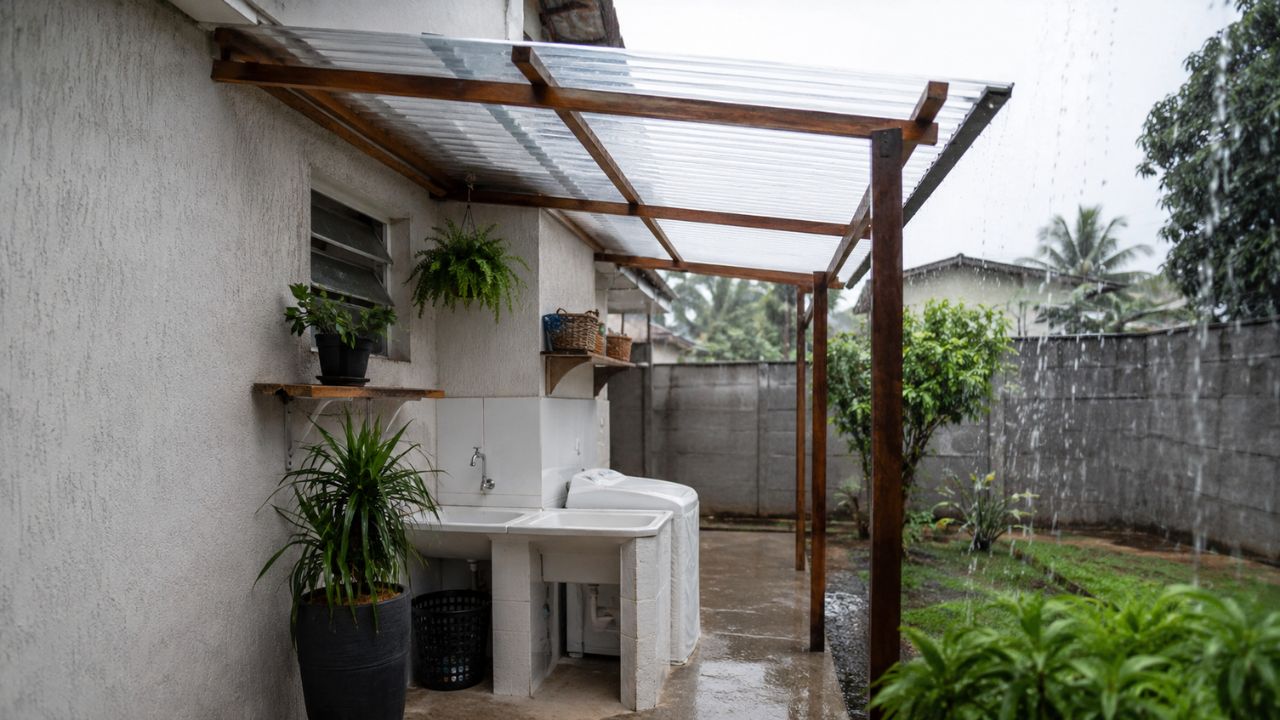 Como fazer cobertura para tanque externo e proteger a área de serviço da chuva