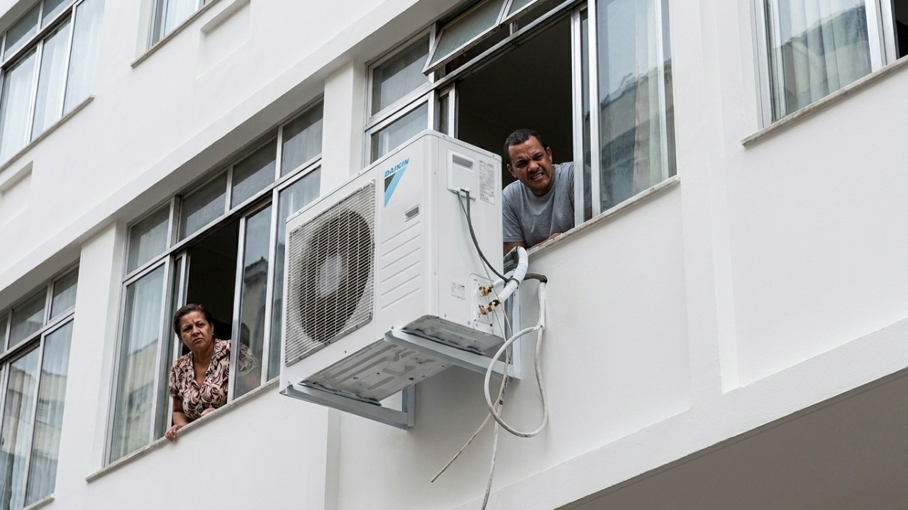 Morador instala ar-condicionado em apartamento para fugir do calor, mas acaba iniciando uma guerra entre vizinhos