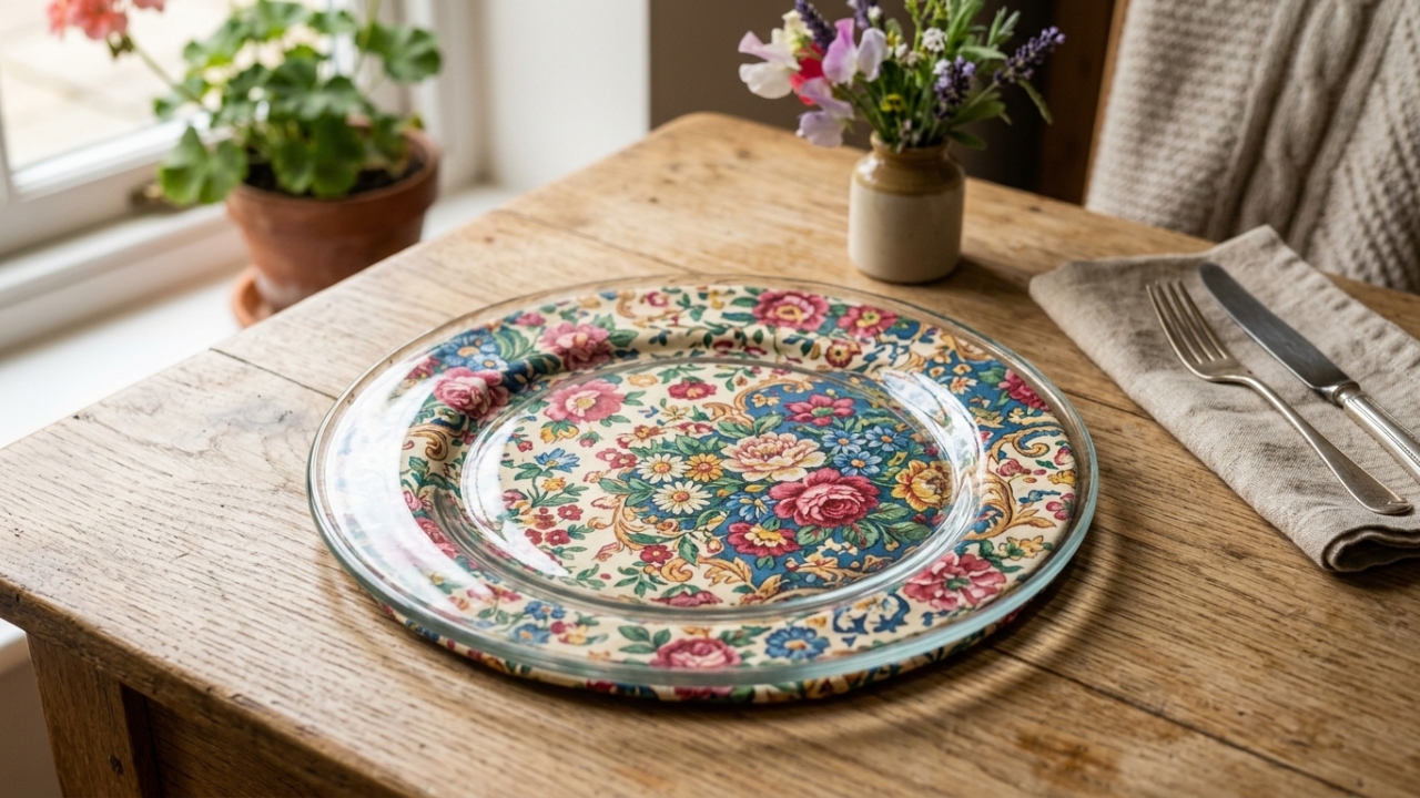 Aprenda 2 formas fáceis de decorar pratos de vidro com chita