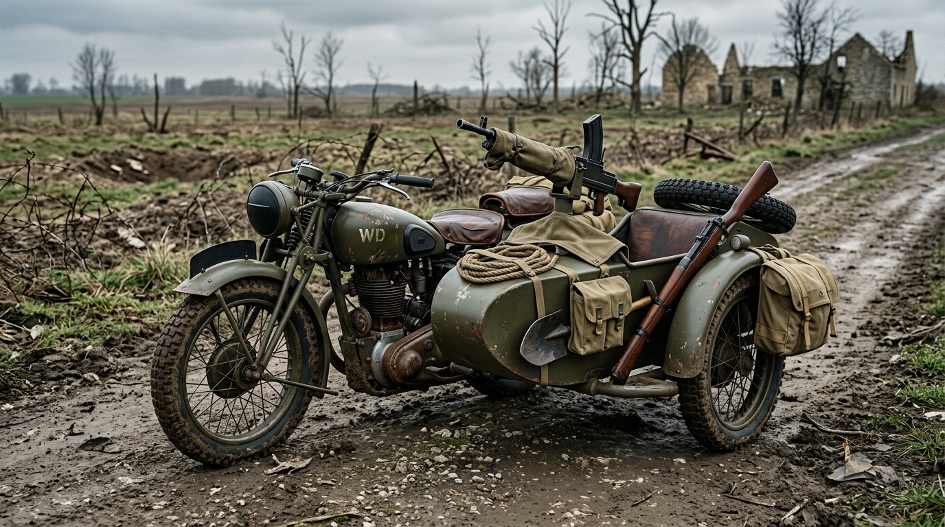 As motocicletas que se tornaram indispensáveis durante a Segunda Guerra Mundial passaram a simbolizar mobilidade e estratégia militar