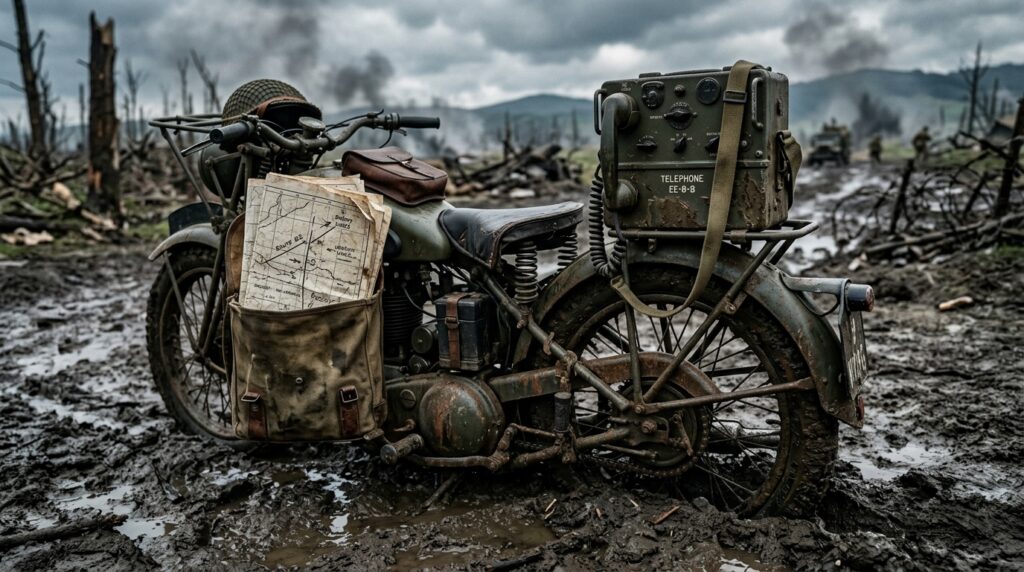 As motocicletas que se tornaram indispensáveis durante a Segunda Guerra Mundial passaram a simbolizar mobilidade e estratégia militar