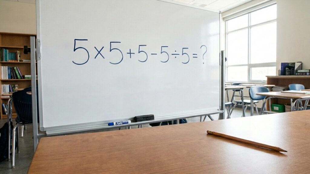 Quase todo mundo erra este desafio com 5 × 5 + 5 - 5 ÷ 5 na primeira tentativa