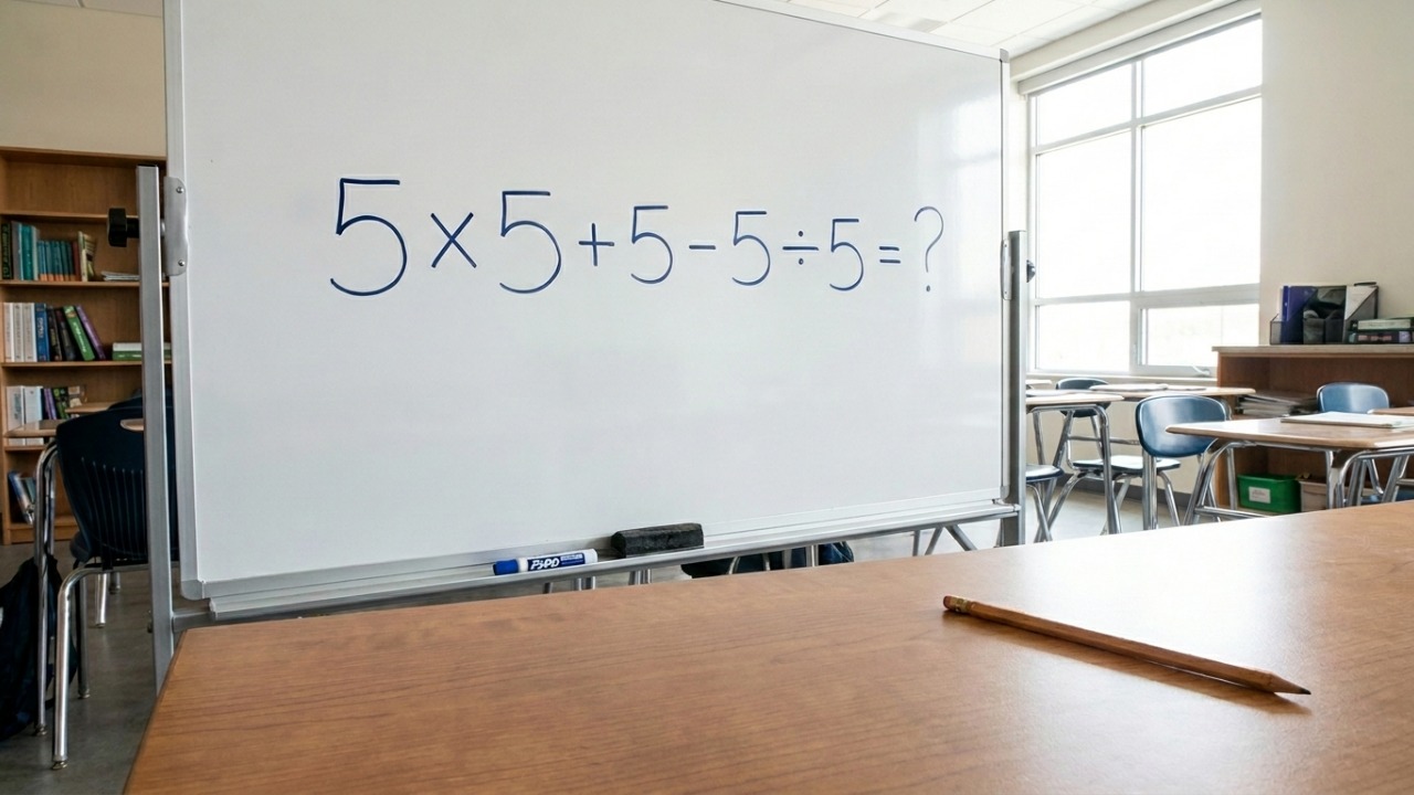 Quase todo mundo erra este desafio com 5 × 5 + 5 - 5 ÷ 5 na primeira tentativa
