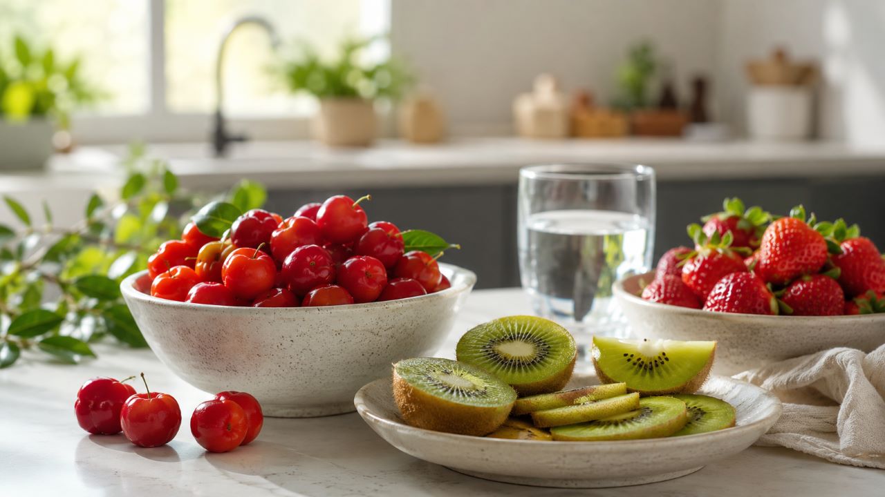 Acerola, kiwi e morango entregam vitamina C para a rotina da pele