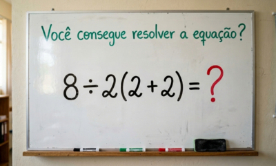 A equação 8 ÷ 2(2+2) divide a internet e 90% das pessoas erram o sinal invisível