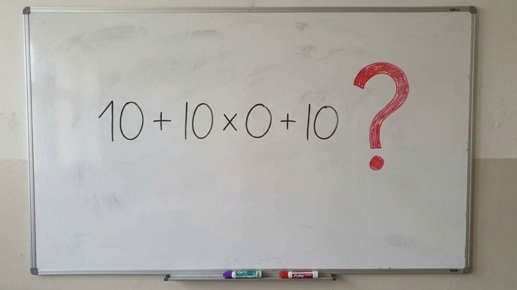A pegadinha do 10 + 10 × 0 + 10 faz a maioria zerar a resposta por impulso