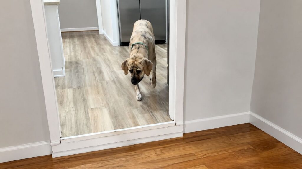 Uncle, o cão resgatado, perdeu o medo da nova casa quando descobriu o quintal