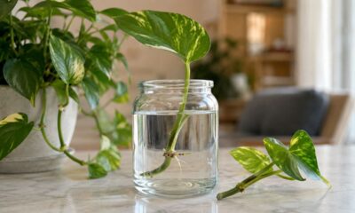 Um simples ramo de jiboia pode começar uma nova planta quando o corte é feito no ponto certo