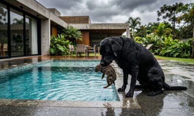 Cachorro Salva Uma Vida E Mulher Descobre Ao Ver Câmera Da Piscina