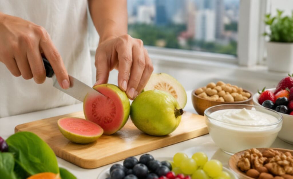 Consumir a goiaba inteira ajuda a aproveitar fibras e compostos antioxidantes