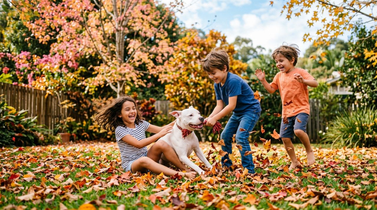 Cão pitbull sem-teto comove ao brincar com crianças pela primeira vez