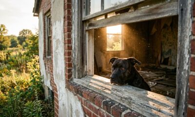 Cachorro Oscar Mayer é salvo após aparecer na janela de casa abandonada
